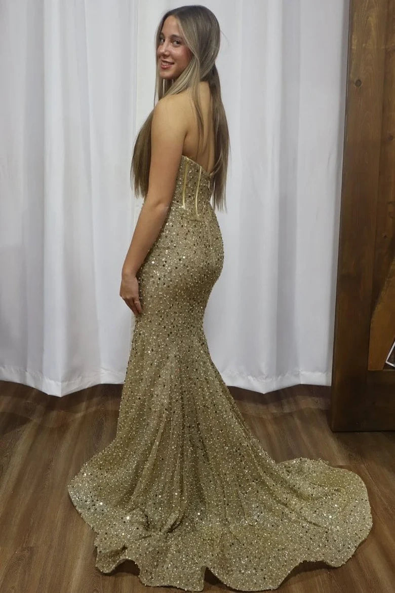 Mermaid Sweetheart Sleeveless Sequins Party Prom Dress