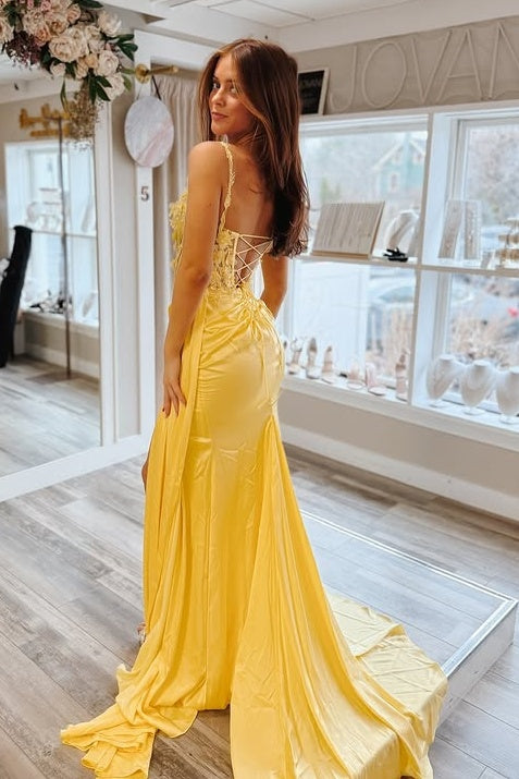 Mermaid Sweetheart Spaghetti Straps Appliques Party Prom Dress
