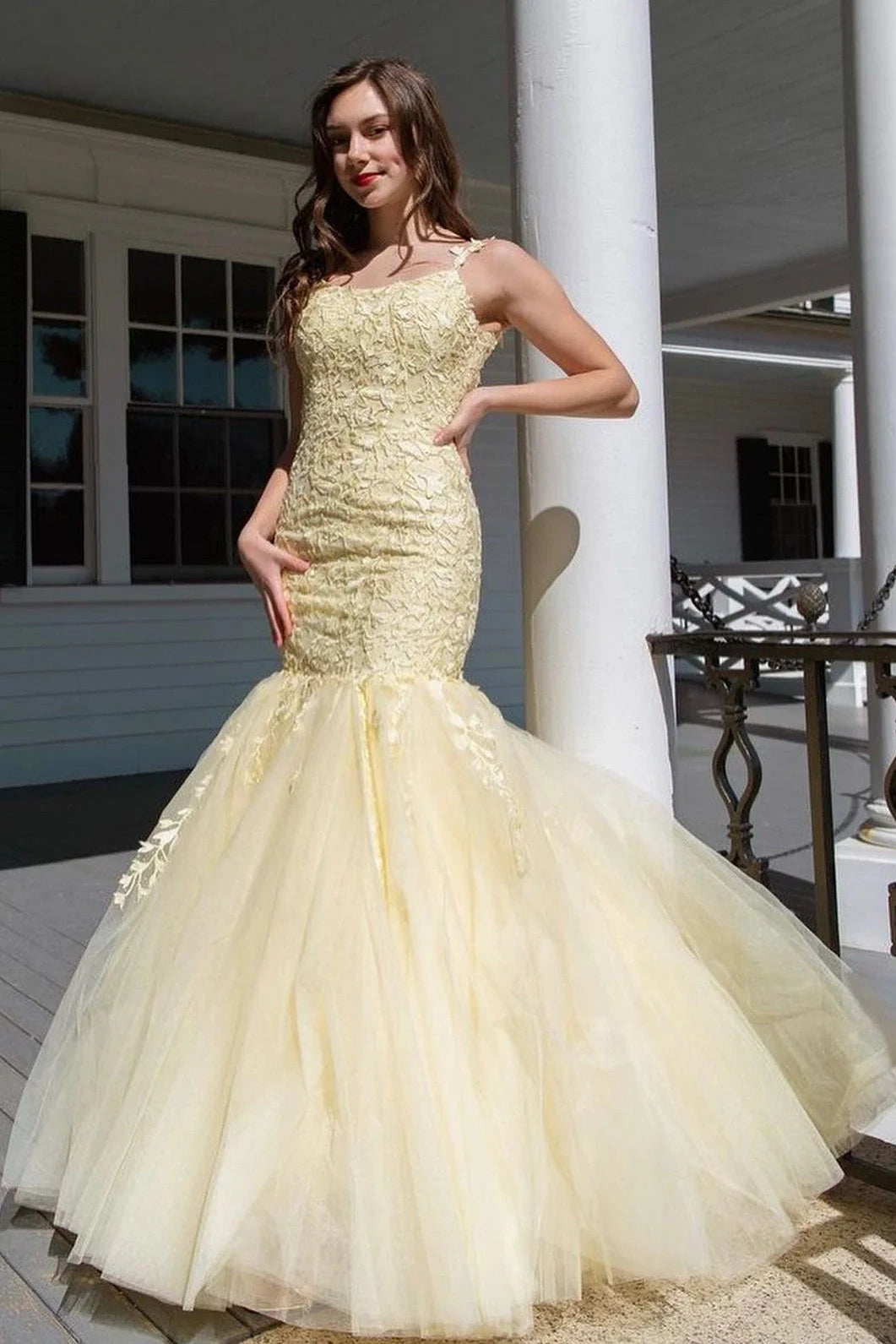 Mermaid Two Tone Bateau Sleeveless Lace Up Party Prom Dress
