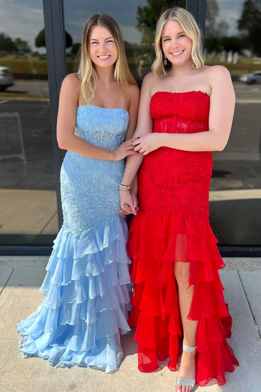 Mermaid Strapless Empire Appliques With Slit Prom Dress