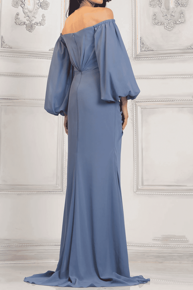 Off-Shoulder Long Sleeves Empire Appliques Mother Of Brides Dress