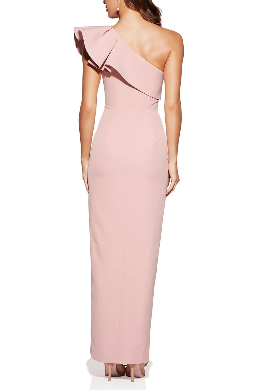 One Shoulder Ruffled Sleeveless Bodycon Bridesmaid Dress