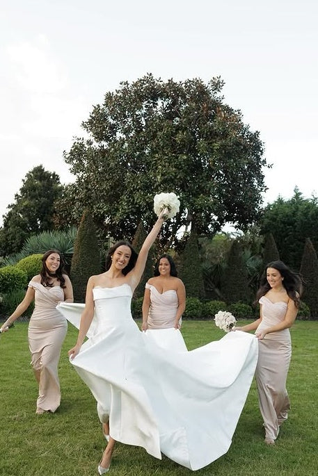 One Shoulder Sleeveless Empire Mermaid Long Bridesmaid Dress