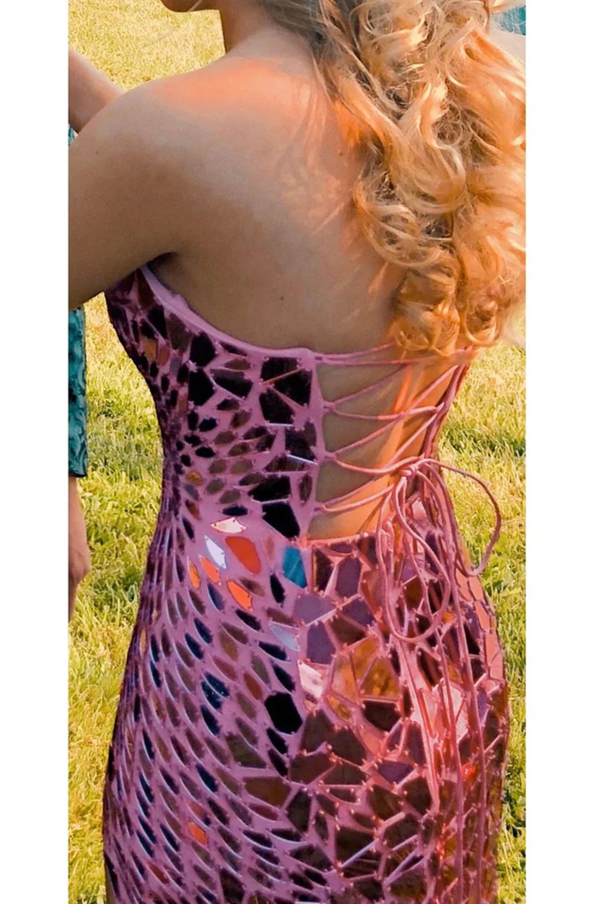 Pink Strapless Empire Lace Up Mermaid Beaded Party Prom Dress