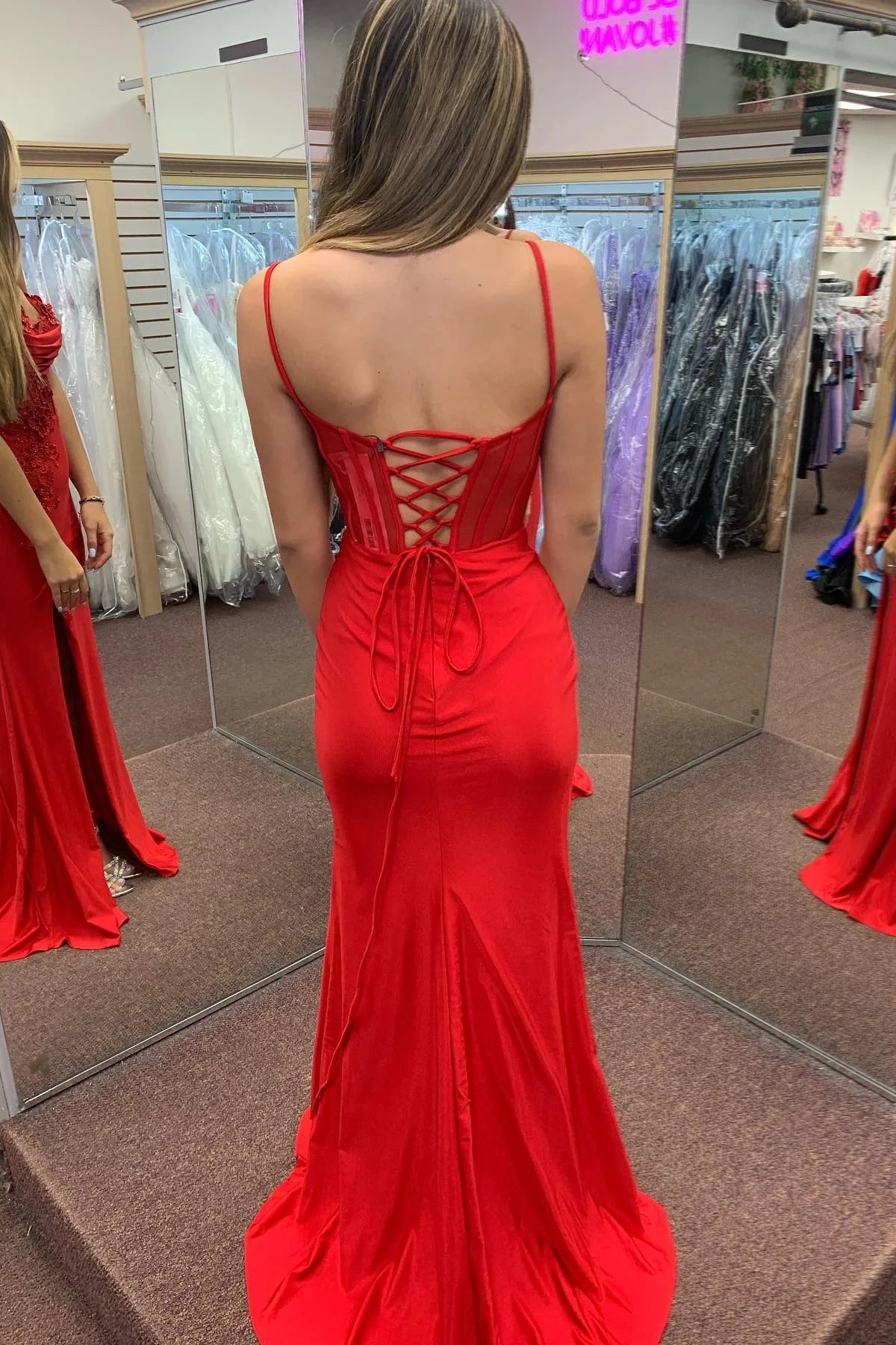 Red Sweetheart Appliques Mermaid Party Prom Dress