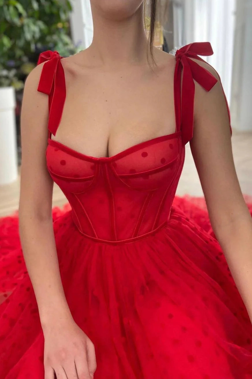 Red Sweetheart Sleeveless Prom Evening Dress