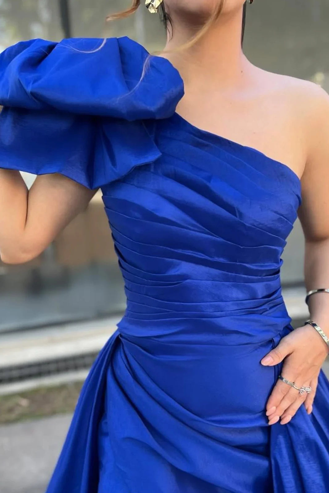 Royal Blue One Shoulder Long Party Prom Dress