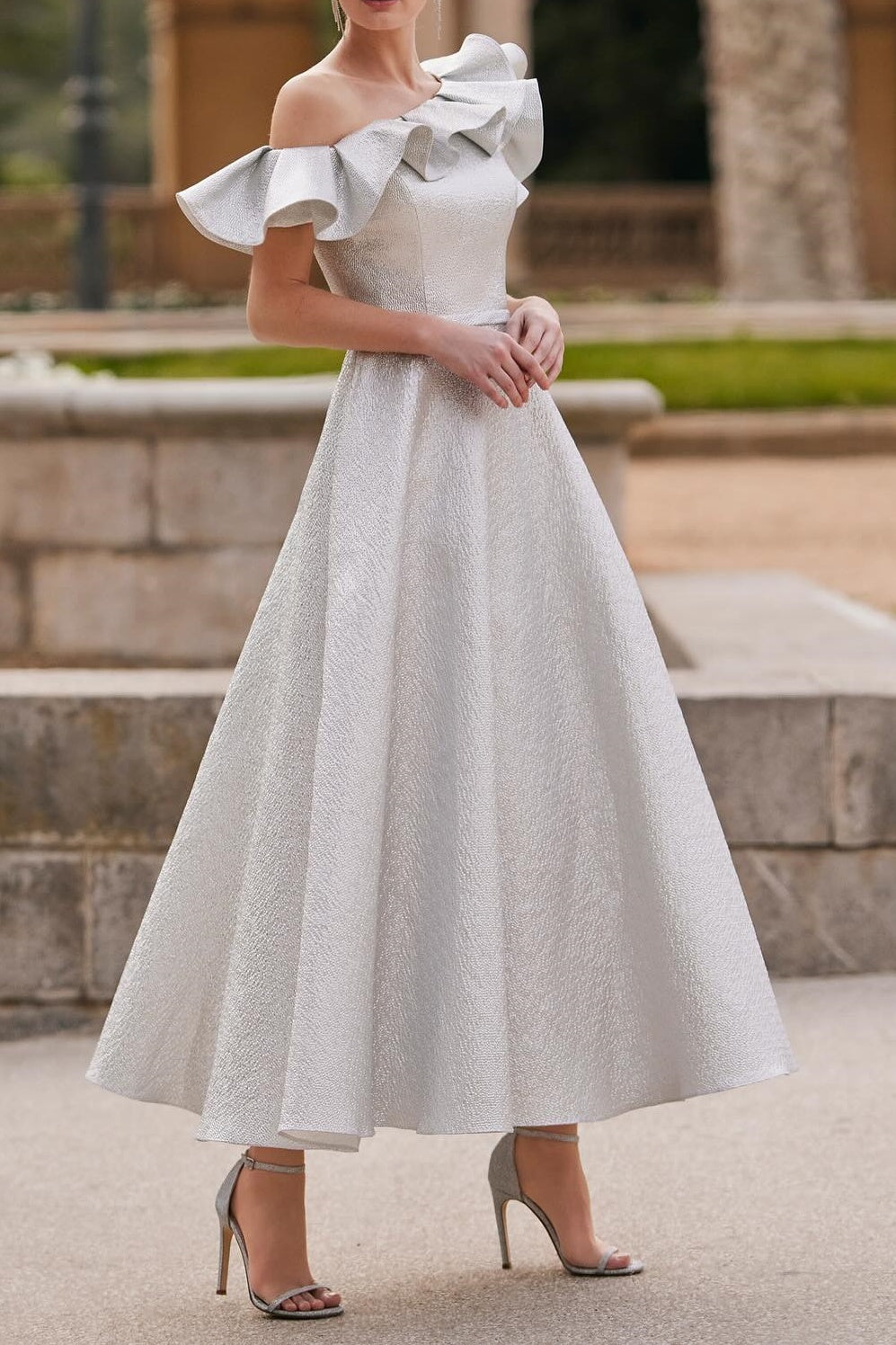 Satin A-Line Asymmetrical Off-Shoulder Ruffled Empire Mother Of Brides Movousdress Satin A-Line Asymmetrical Off-Shoulder Ruffled Empire Mother Of Brides Movousdress