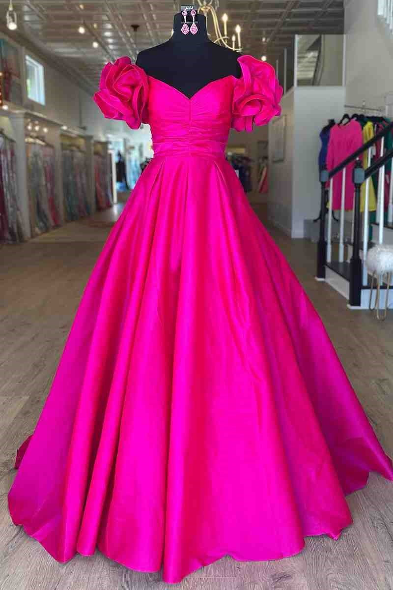 Satin A-Line Empire Sweetheart Ruffled Party Prom Dress