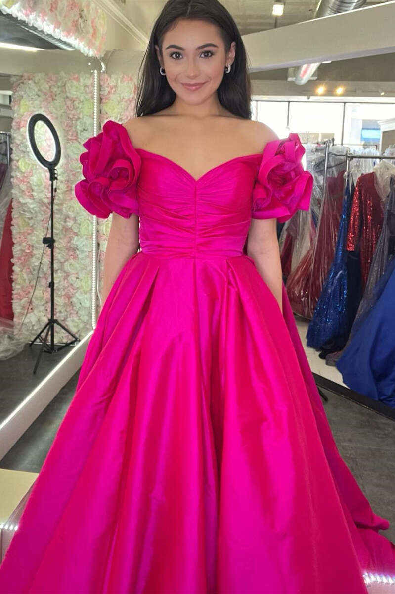 Satin A-Line Empire Sweetheart Ruffled Party Prom Dress