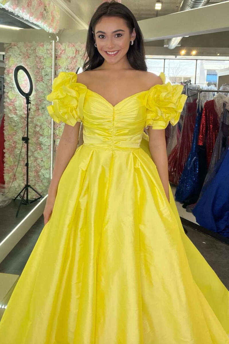 Satin A-Line Empire Sweetheart Ruffled Party Prom Dress