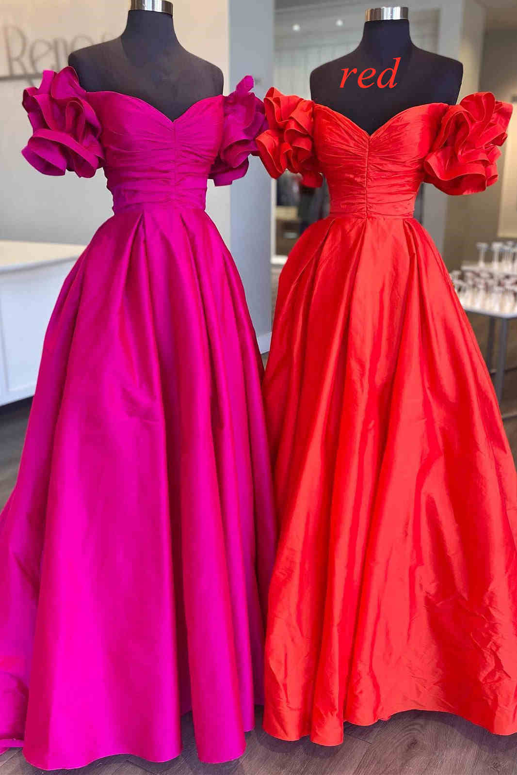 Satin A-Line Empire Sweetheart Ruffled Party Prom Dress