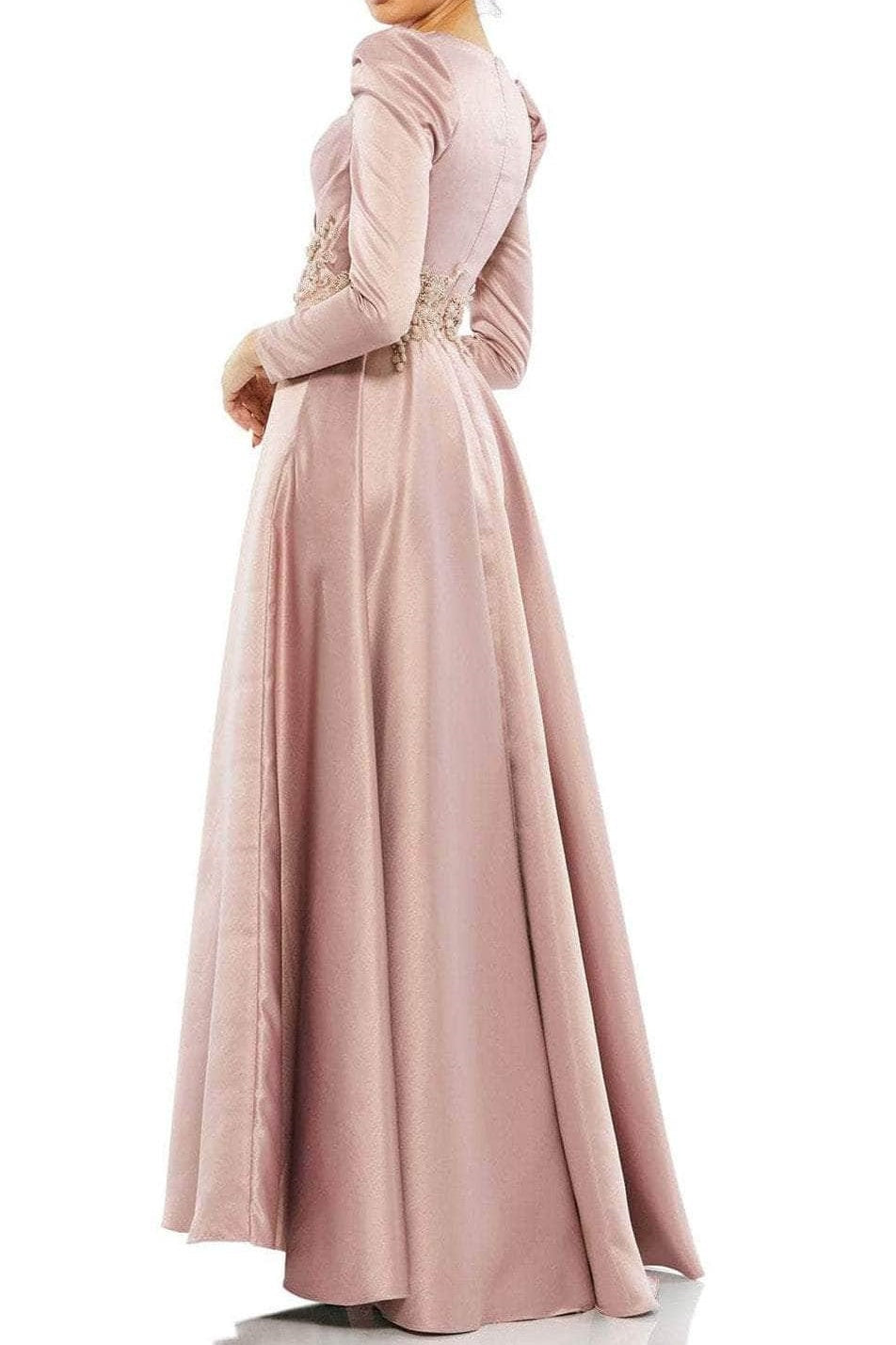 Satin A-Line Long Sleeves V-Neck Mother Of Brides Dress