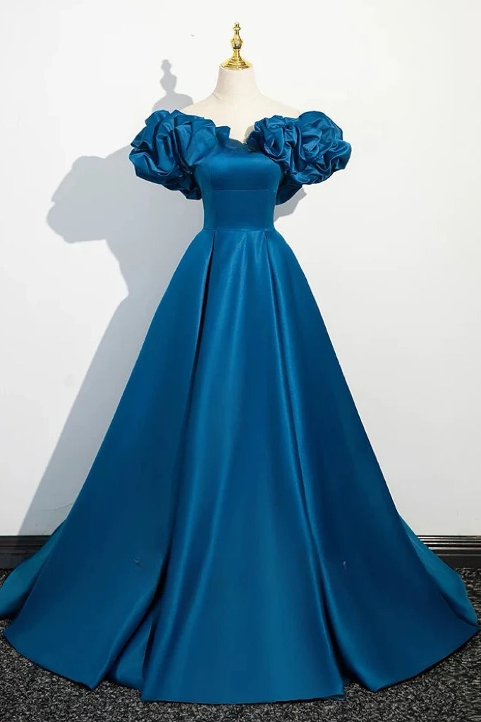 Satin A-Line Off-Shoulder Empire Long Party Prom Dress – Movousdress Satin A-Line Off-Shoulder Empire Long Party Prom Dress – Movousdress