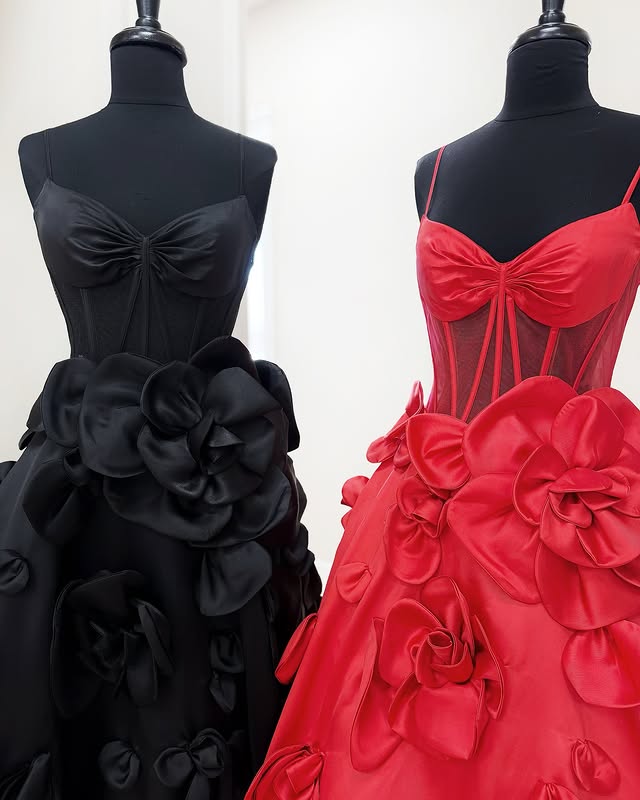 Satin A-Line Sweetheart Empire Floral Prom Dress