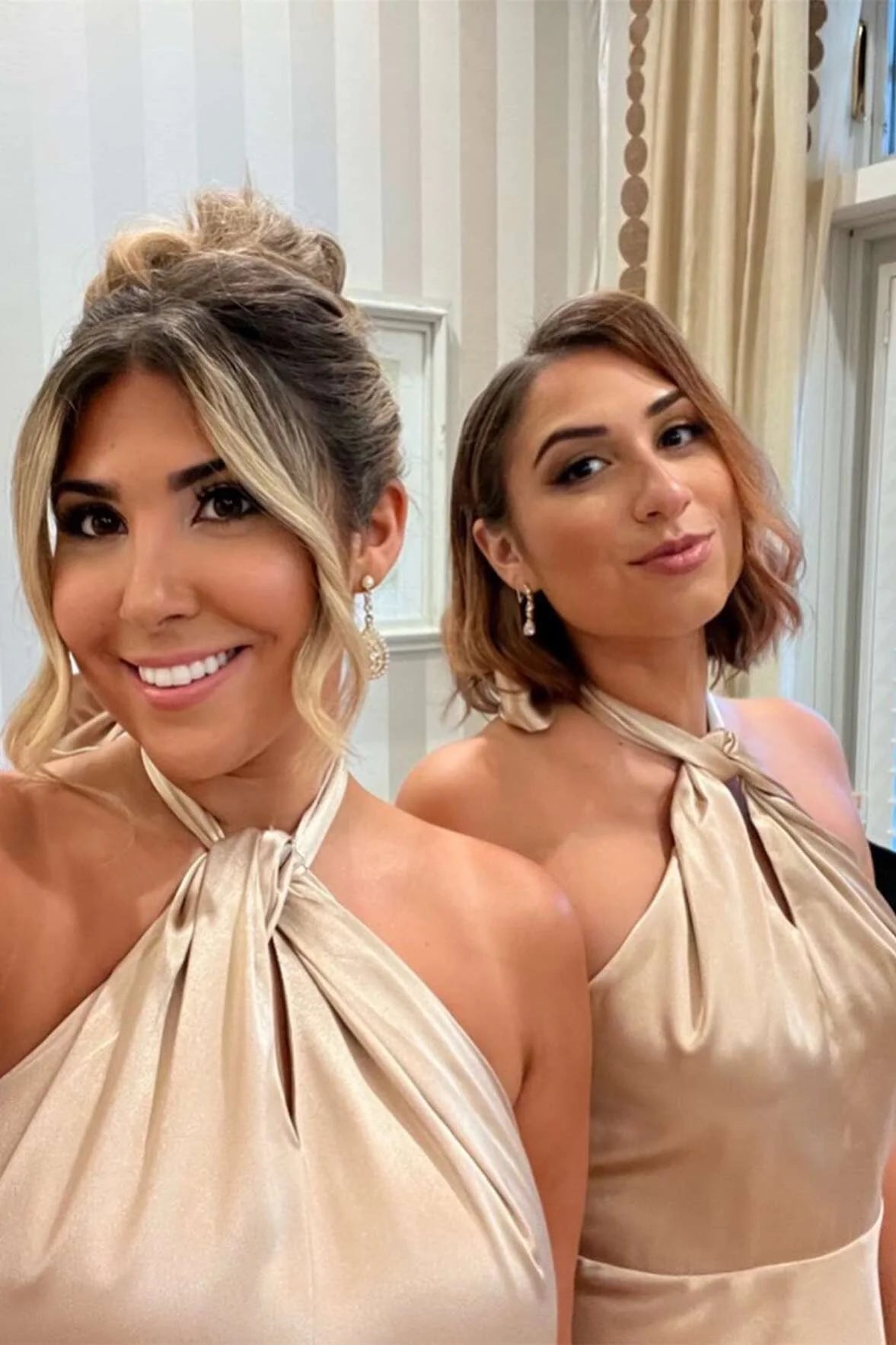 Satin Fitted Halter Open Back Bridesmaid Dress