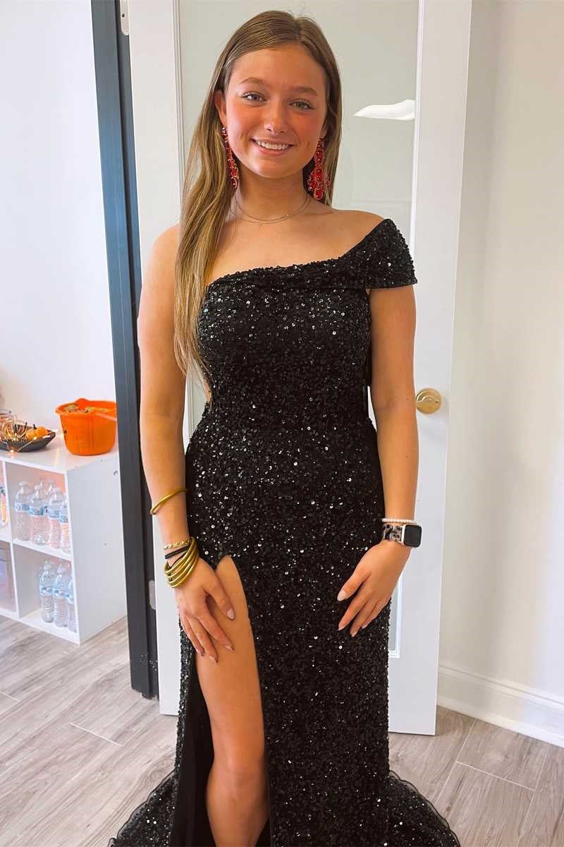 Sequins One Shoulder Mermaid Sequins Party Prom Dress