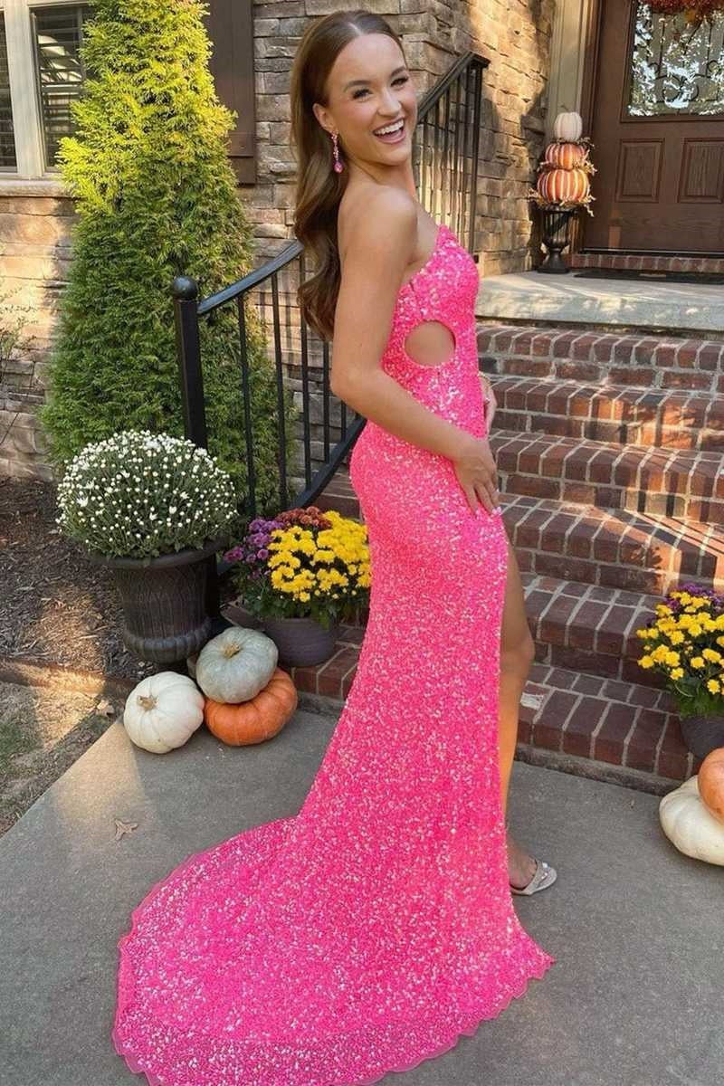 Sequins One Shoulder Mermaid Sequins Party Prom Dress