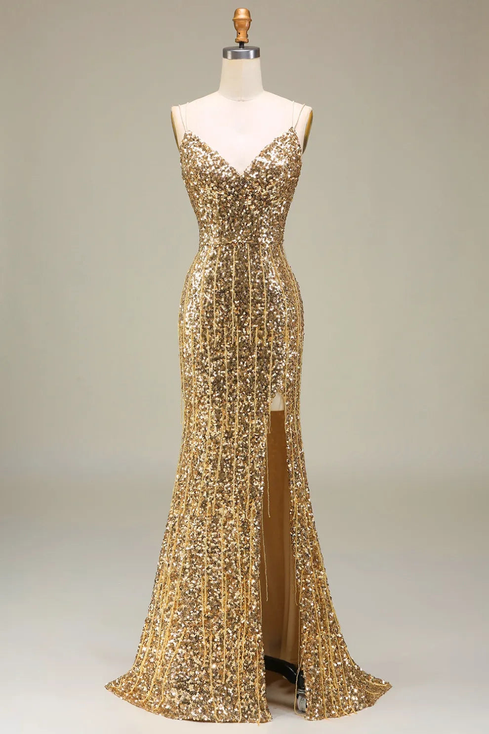 Sequins V-Neck Sleeveless Mermaid Party Prom Dress
