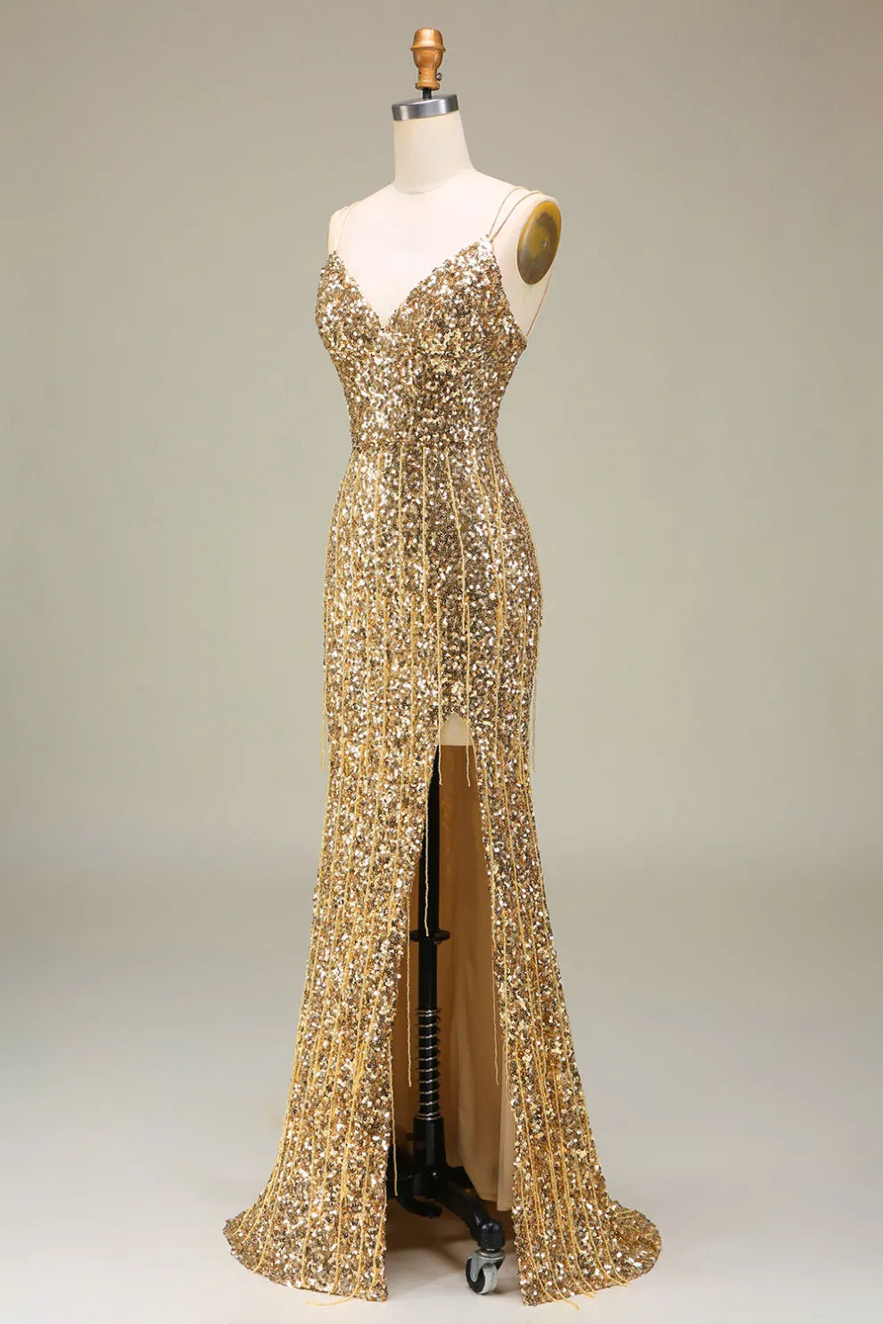 Sequins V-Neck Sleeveless Mermaid Party Prom Dress