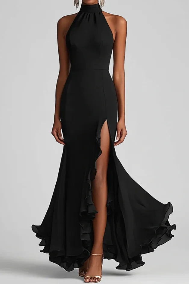 Sexy High Neck Sleeveless Mermaid Party Prom Dress