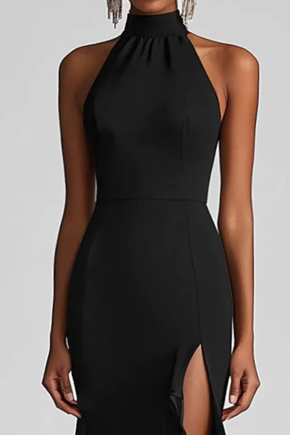 Sexy High Neck Sleeveless Mermaid Party Prom Dress