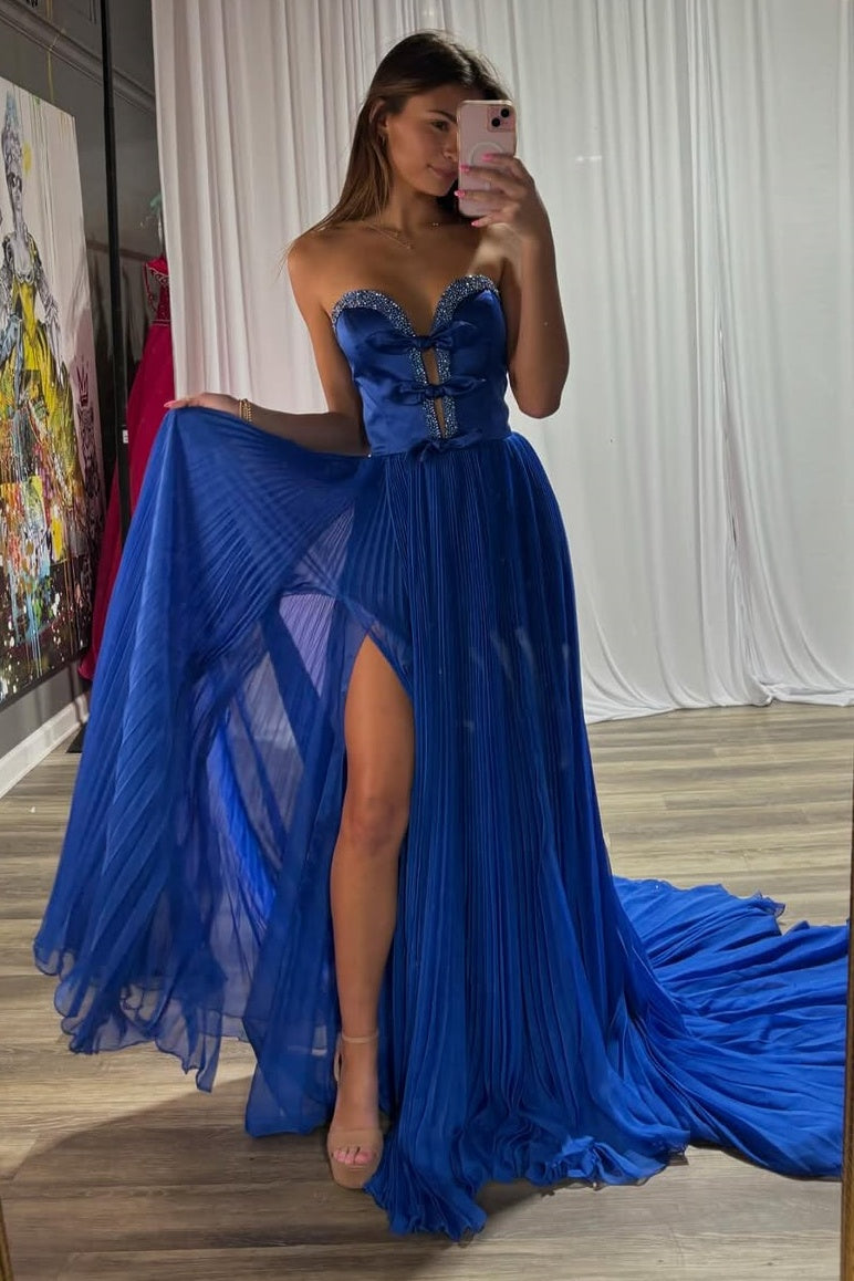 Sheer Sweetheart Strapless Beaded A-Line Empire Party Prom Dress