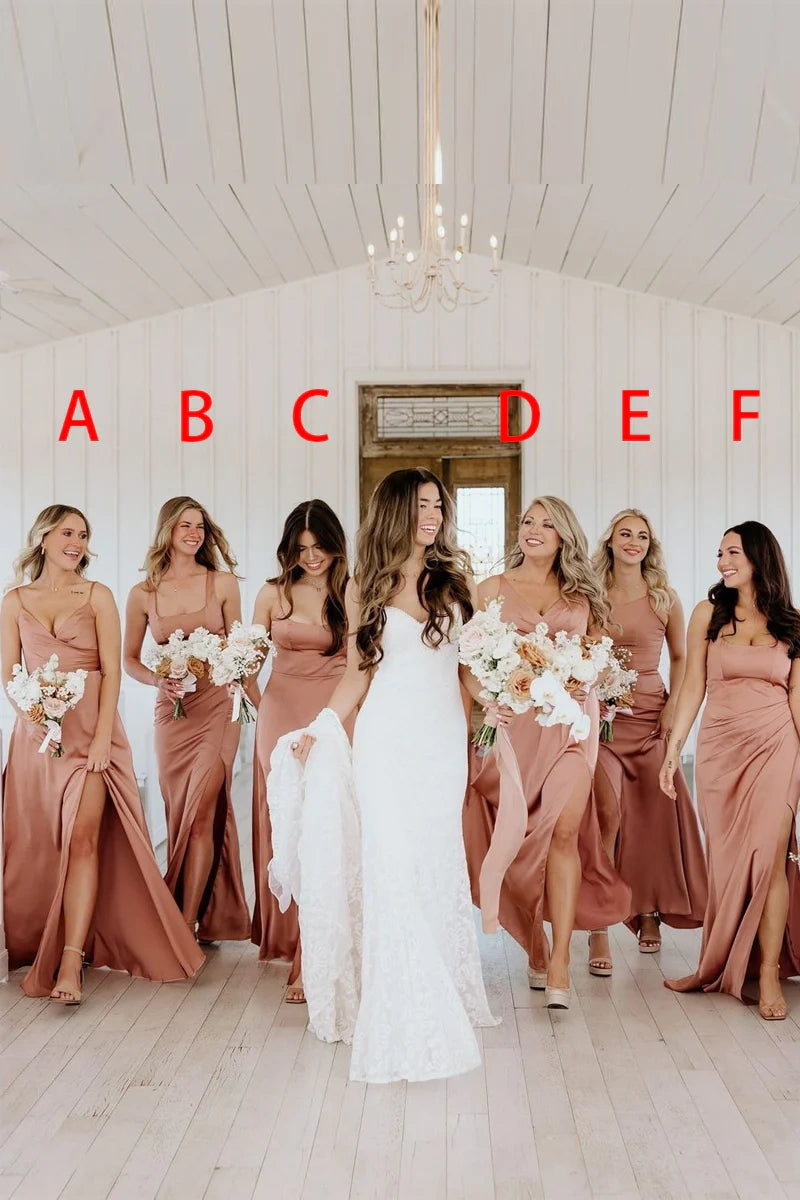 Simple Satin Sleeveless Empire Different Styles Bridesmaid Dress