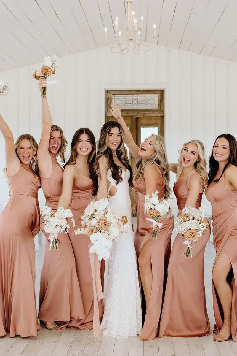Simple Satin Sleeveless Empire Different Styles Bridesmaid Dress