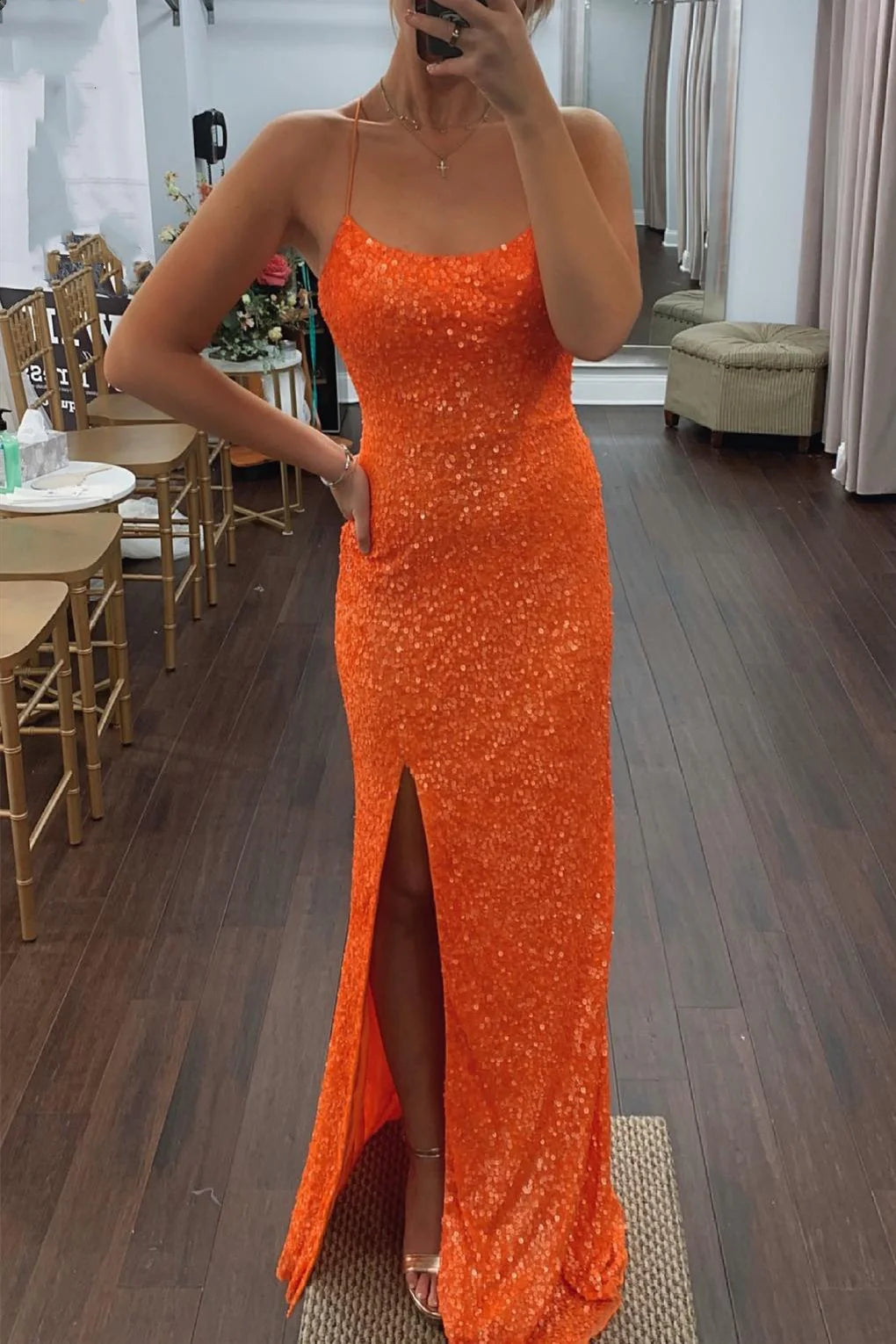 Sparkly Bateau Sleeveless Lace Up Sequins Party Prom Dress