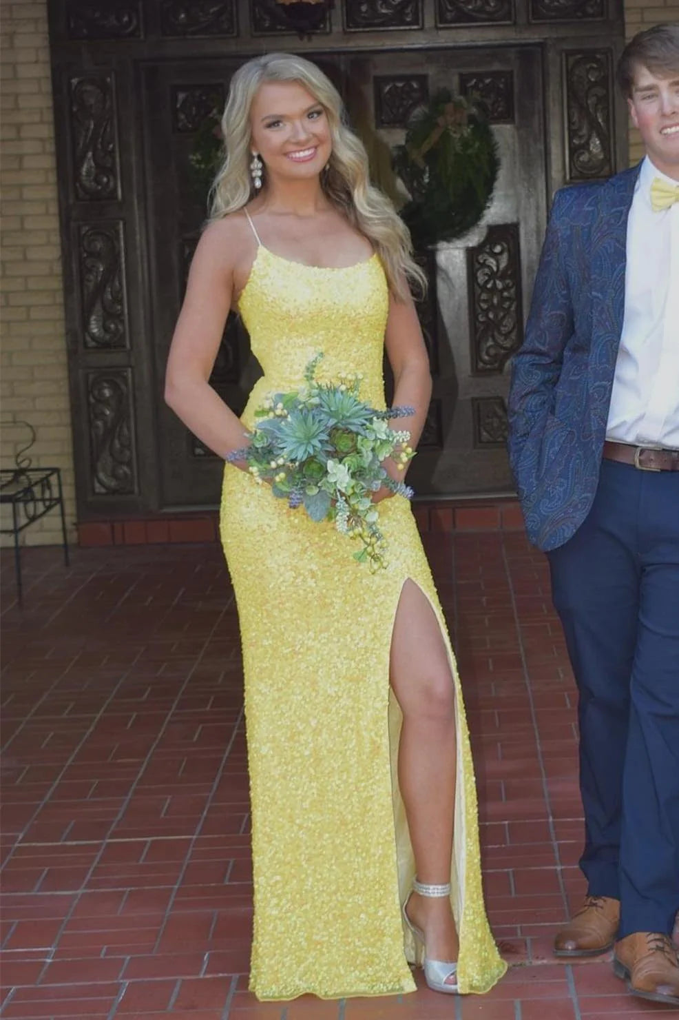 Sparkly Bateau Sleeveless Lace Up Sequins Party Prom Dress