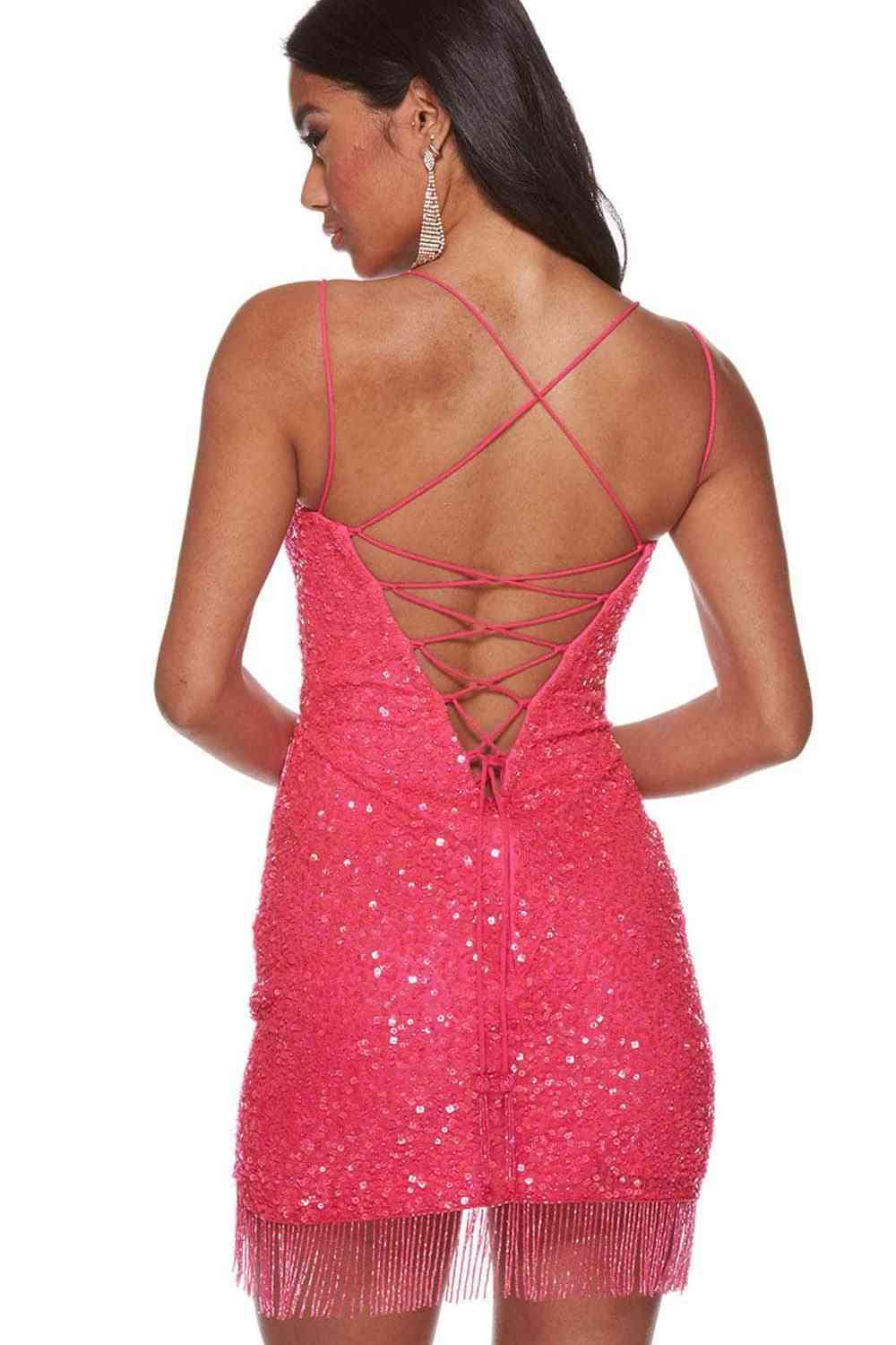 Sparkly Fitted Square Sequins Lace Up Homecoming Dress
