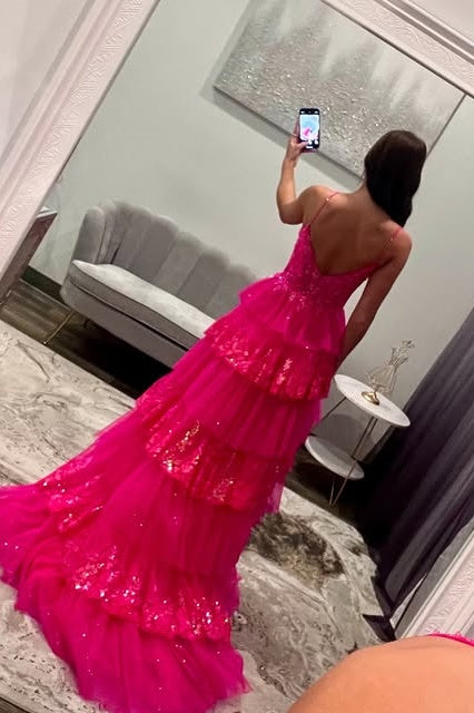 Sparkly Lace A-Line Sweetheart Sleeveless Empire Tiered Party Prom Dress