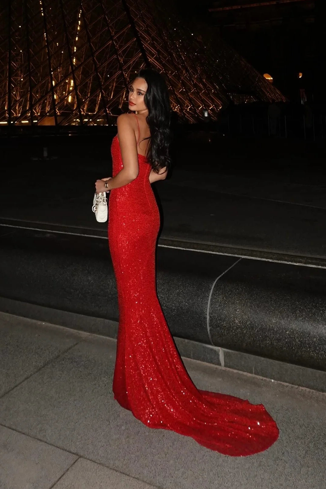 Sparkly Sweetheart Spaghetti Straps Mermaid Sequins Party Prom Dress