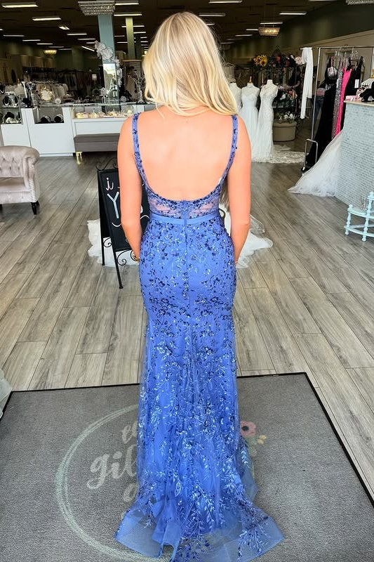 Square Sleeveless Backless Mermaid Lace Appliques Party Prom Dress