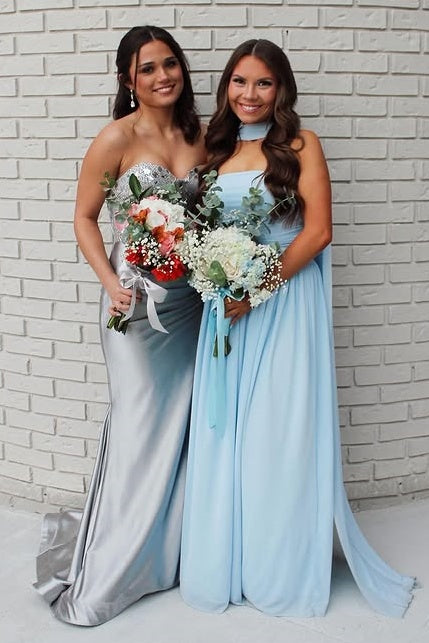 Strapless Empire A-Line Party Prom Dress With Train
