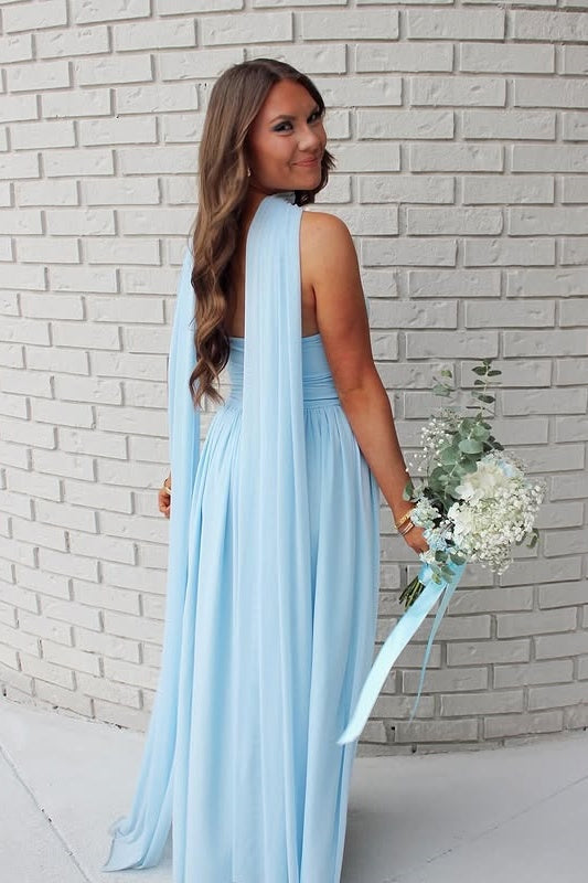 Strapless Empire A-Line Party Prom Dress With Train