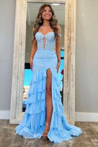 Sweetheart Off-Shoulder Mermaid Two Tone Party Prom Dress