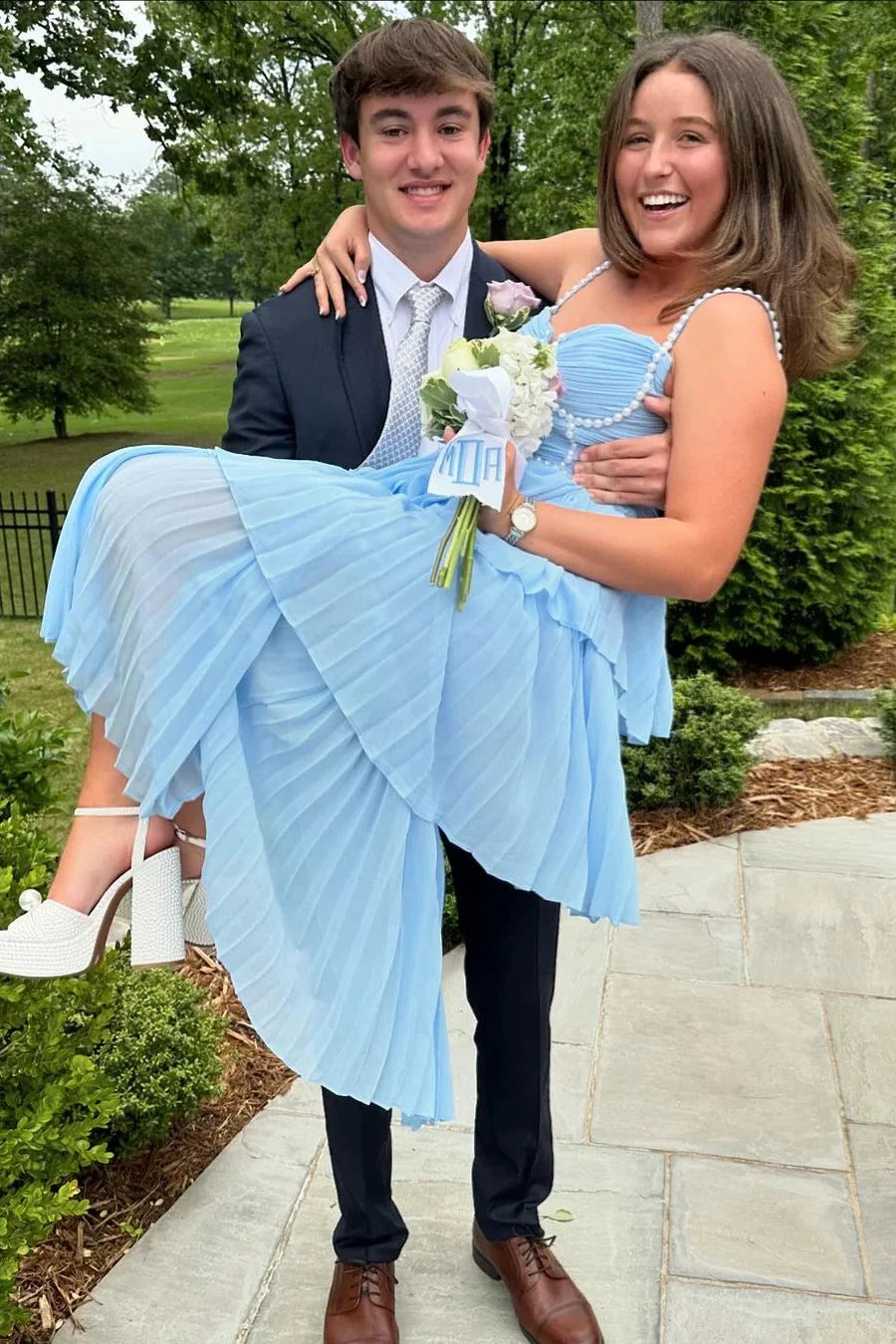 Sweetheart Sleeveless A-Line Tiered Party Prom Dress