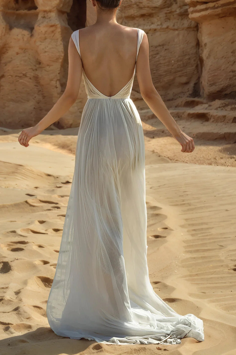 Sweetheart Sleeveless Backless A-Line Beach Wedding Dress