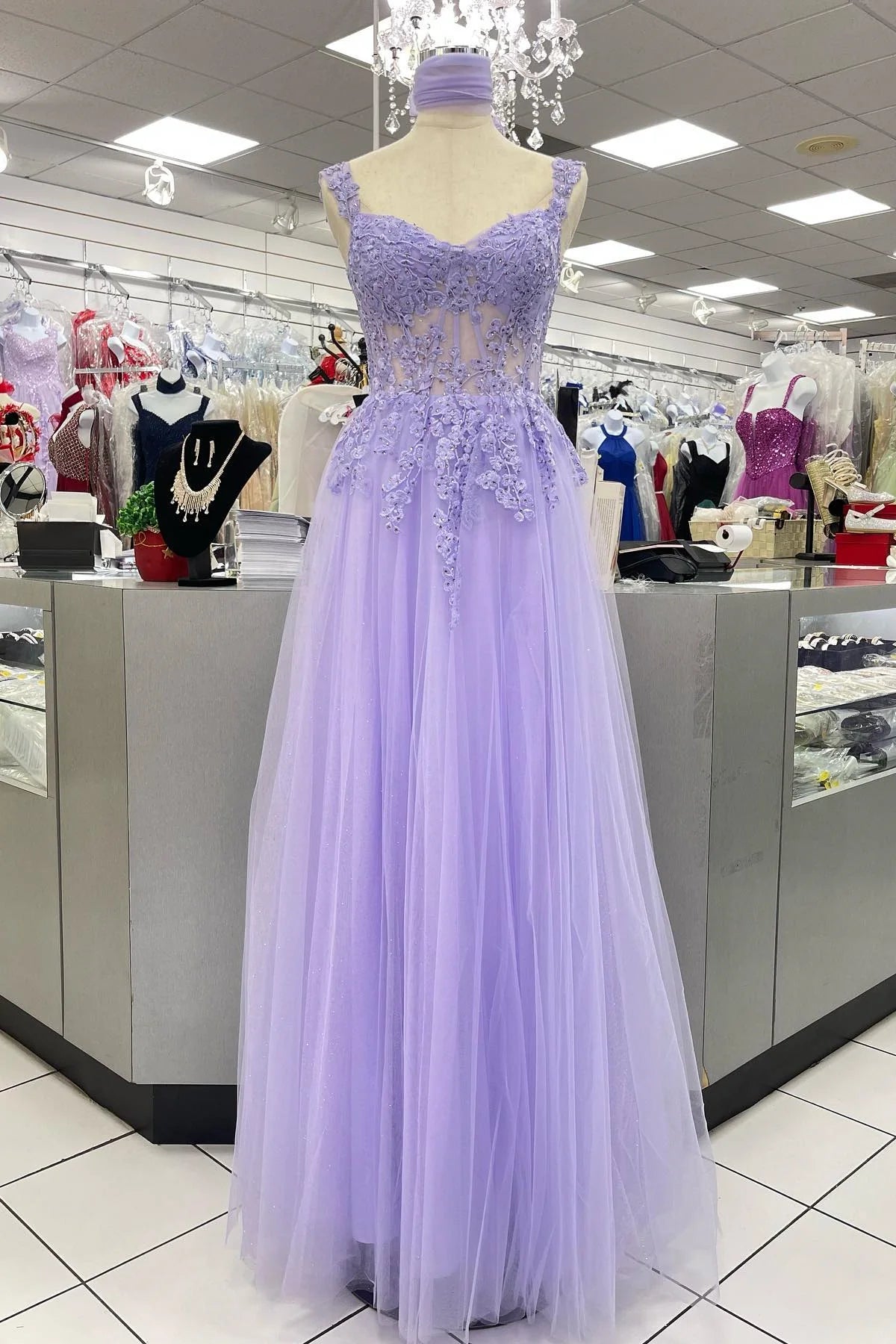 Sweetheart Sleeveless Empire Lace Appliques Party Prom Dress