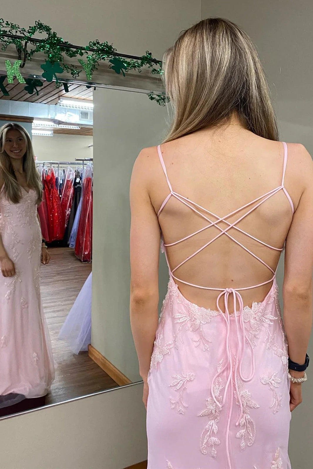 Sweetheart Sleeveless Lace Up Appliques Long Party Prom Dress