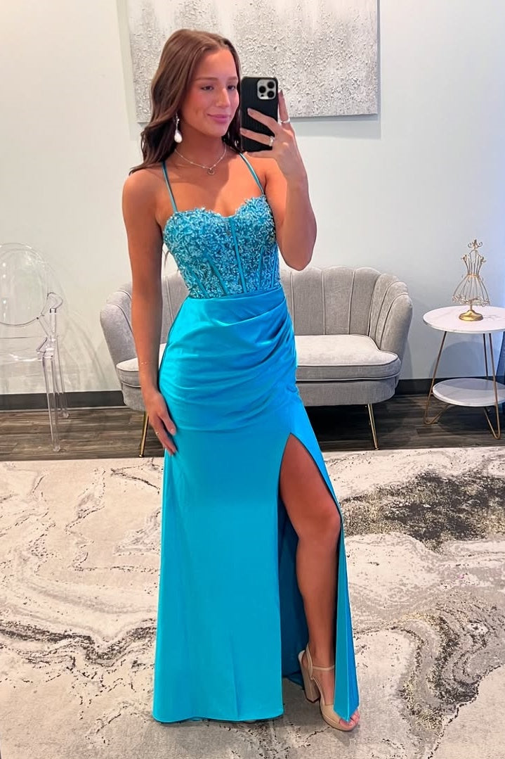 Sweetheart Sleeveless Lace Up Appliques Ruched Empire Party Prom Dress