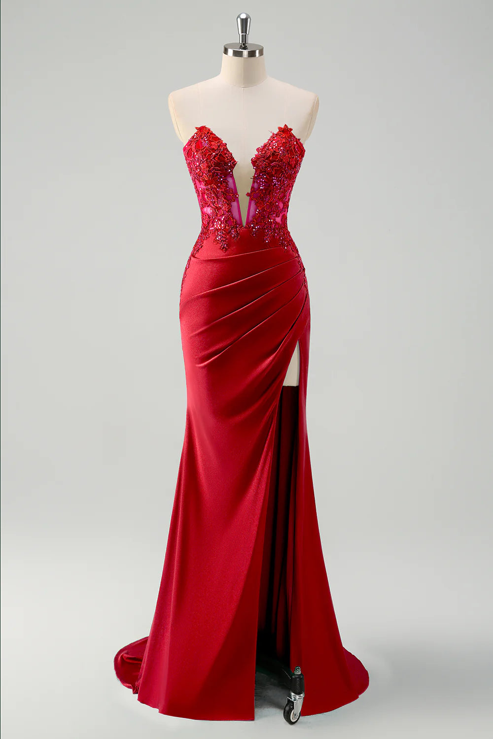 Sweetheart Strapless Mermaid Empire Appliques Party Prom Dress