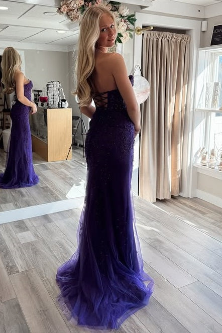 Sweetheart Strapless Mermaid Lace Up Mermaid Party Prom Dress