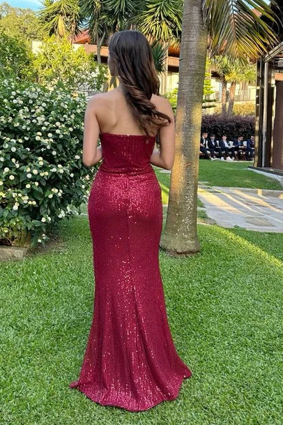 Sweetheart Strapless Ruched Empire Mermaid Sequins Party Prom Dress