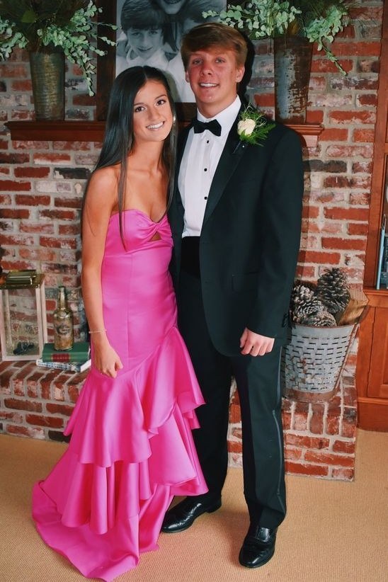 Sweetheart Strapless Satin Mermaid Tiered Party Prom Dress Movousdress Sweetheart Strapless Satin Mermaid Tiered Party Prom Dress Movousdress