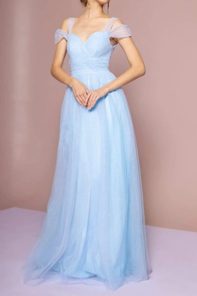 Tulle A-Line Off-Shoulder Open Back Bridesmaid Dress Movousdress Tulle A-Line Off-Shoulder Open Back Bridesmaid Dress Movousdress