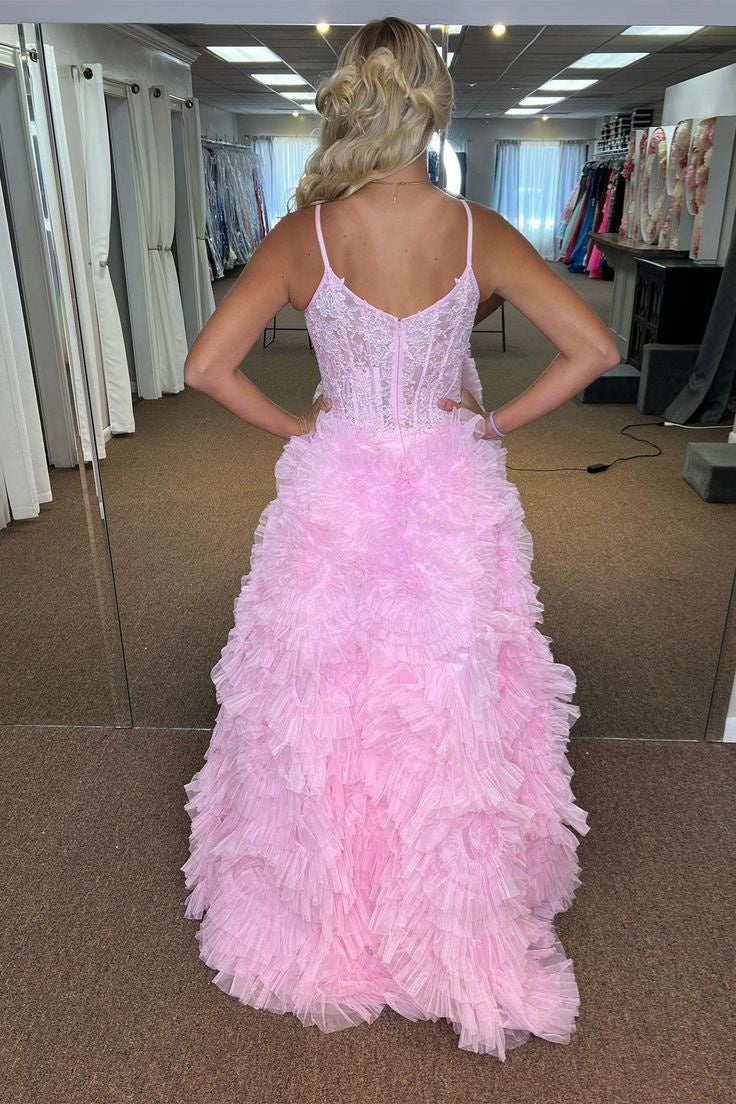 Tulle A-Line Sweetheart Sleeveless Appliques Party Prom Dress With Slit