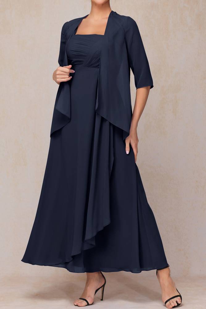 Two Piece A-Line Empire Half Sleeves Chiffon Mother Of Brides Dress Movousdress Two Piece A-Line Empire Half Sleeves Chiffon Mother Of Brides Dress Movousdress